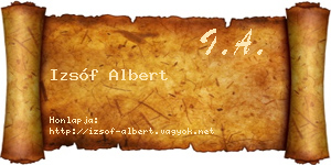 Izsóf Albert névjegykártya